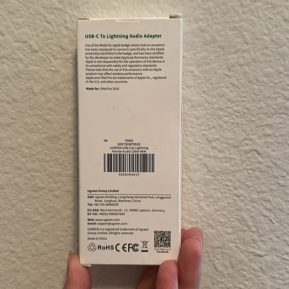 USB-C to lightning audio adapter